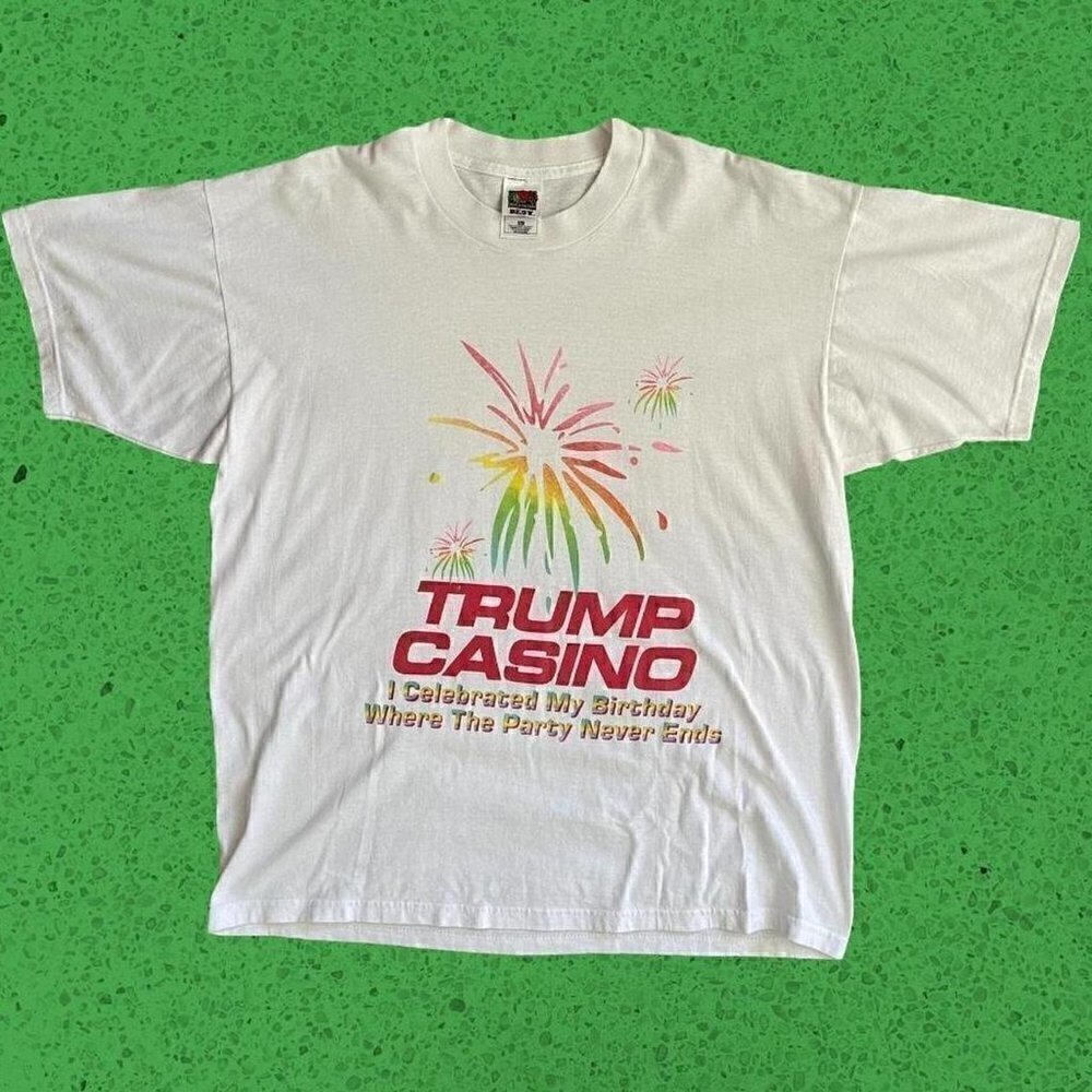 Vintage Casino Gambling t shirt Donald Trump white XL USA America